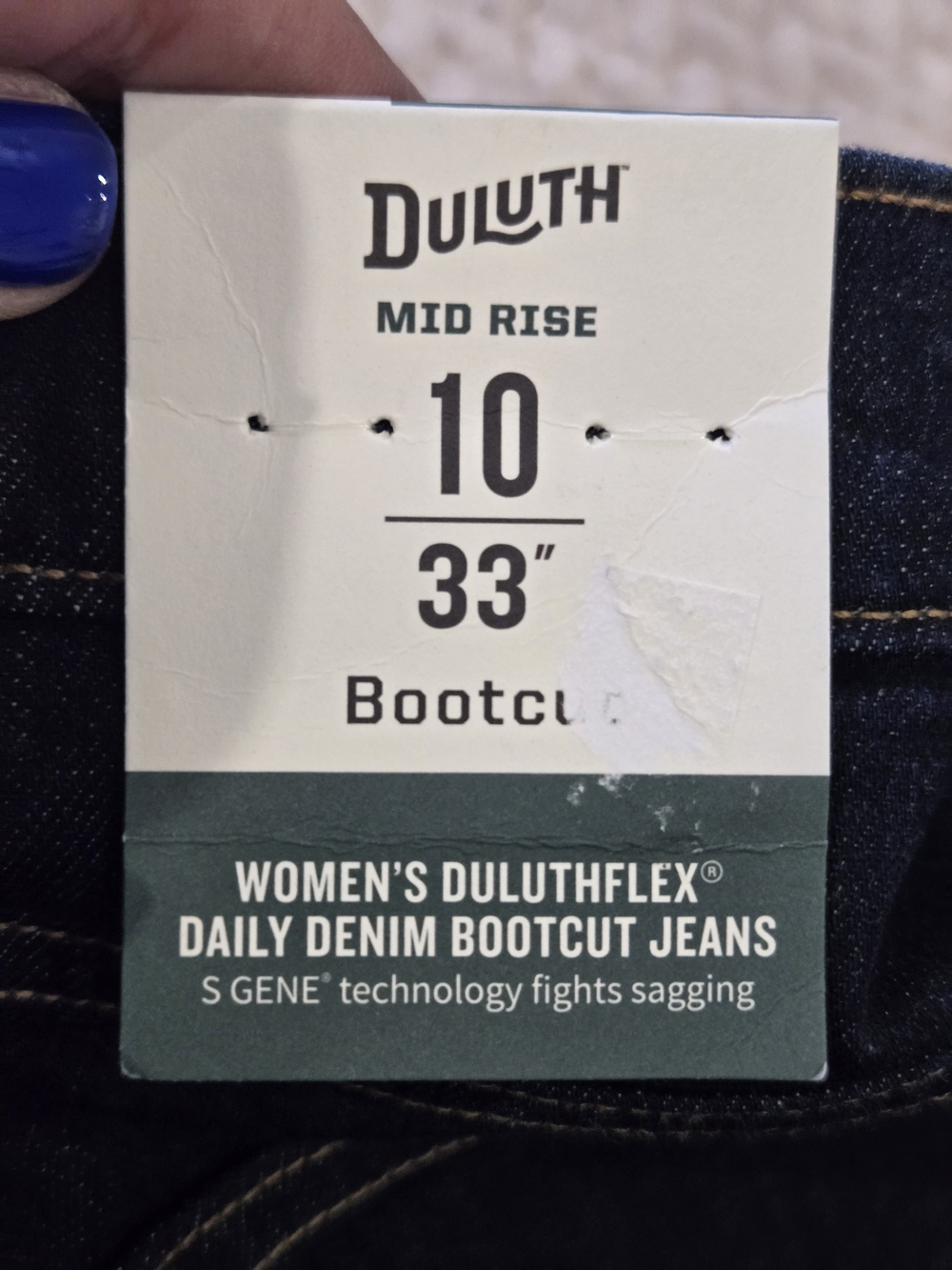 NWT Duluth Trading DuluthFlex Mid Rise Bootcut Jeans 10x33 Dark Wash - Picture 9 of 16